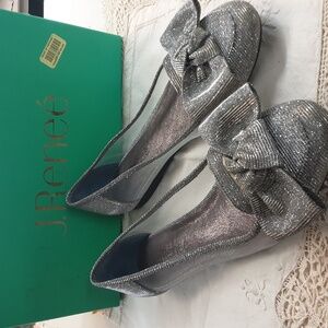 J Rennee flats size 8 pewter color new see though sides.